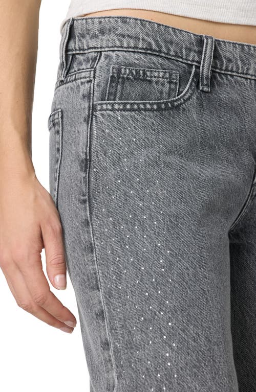 Joe's Crystal Embellished Low Rise Wide Leg Jeans In Gray