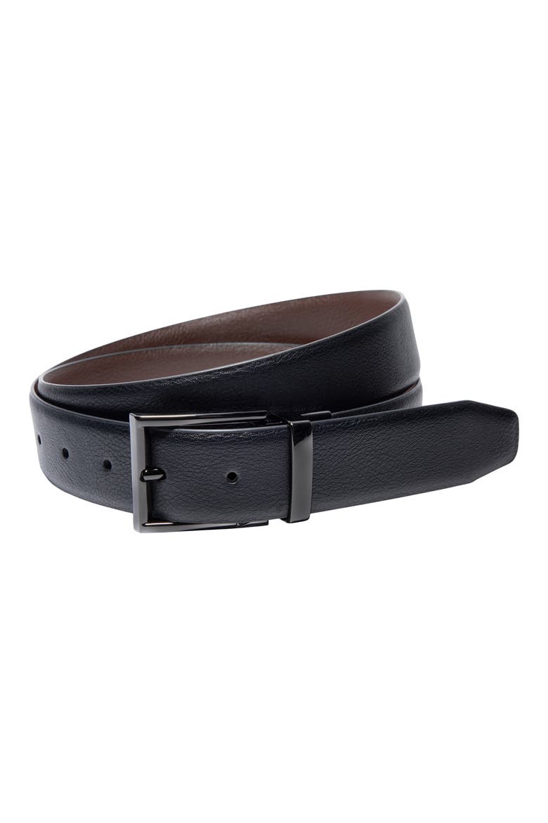 Pebble Grain Faux Leather Belt, Main, color, BLACK/ BROWN