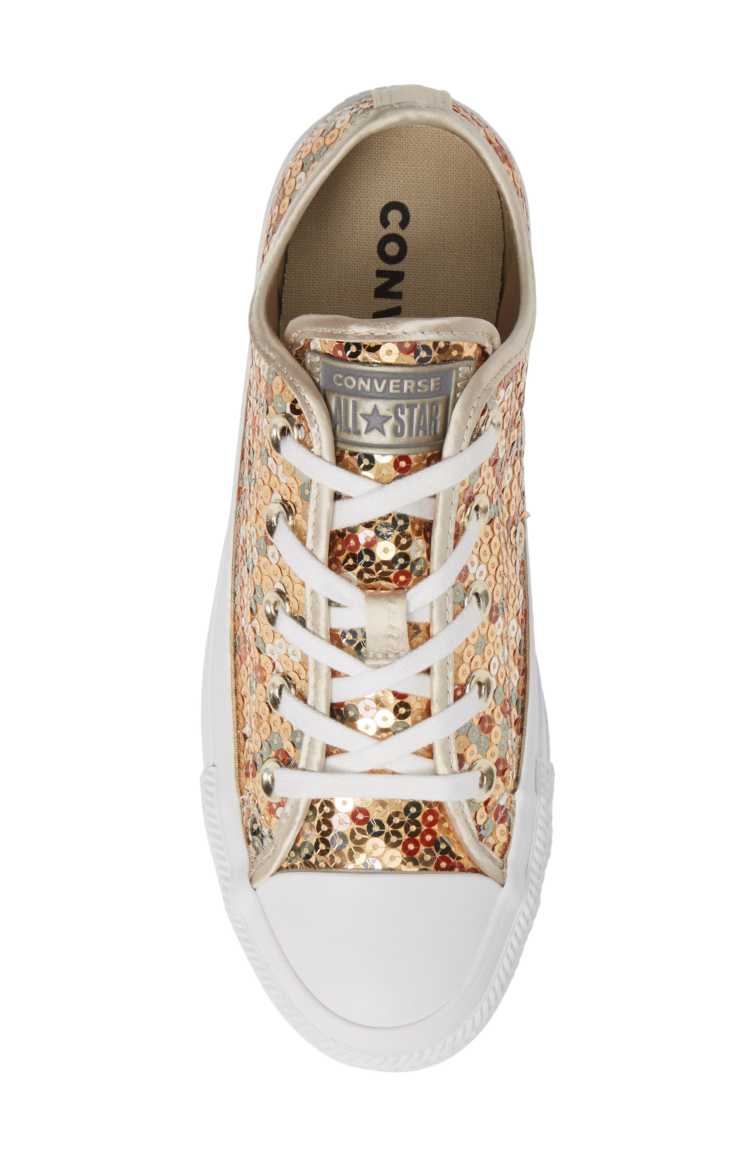 Chuck Taylor® All Star® Sequin Low Top Sneaker, Alternate, color, GOLD SEQUINS