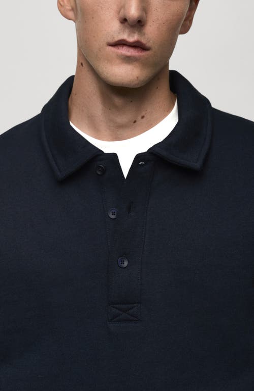 Mango Cotton Blend Polo Sweatshirt In Dark Navy