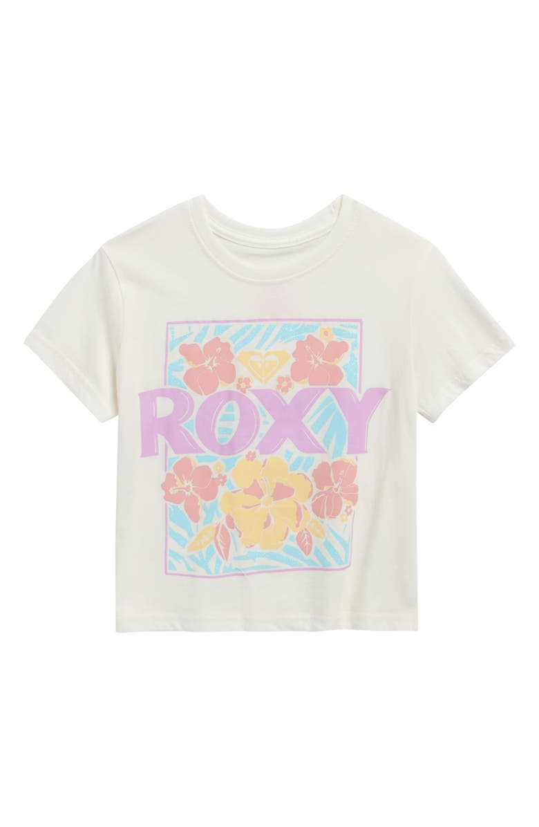 Roxy Kids' Hibrisk Graphic T-Shirt, Main, color, Egret