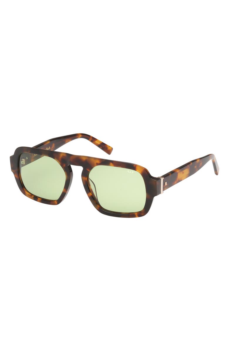 ABERCROMBIE & FITCH 53mm Navigator Sunglasses, Alternate, color, Dark Havana / Green Lens