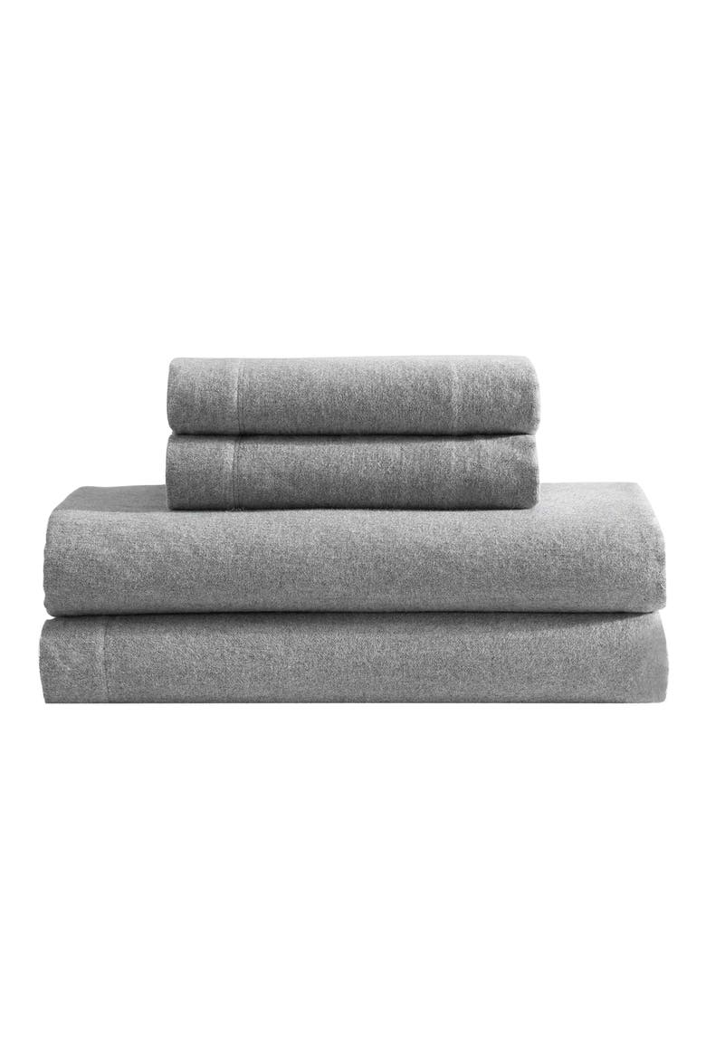 Mélange Flannel Sheet Set, Main, color, SILVER GREY