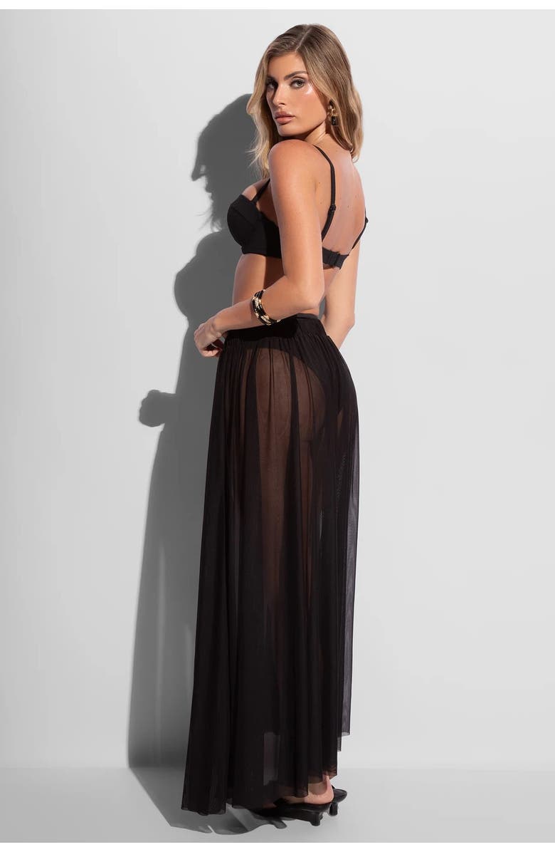 TA3 Sheer Slit Mini Cover-Up Skirt, Alternate, color, Black
