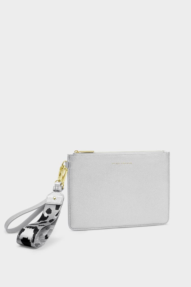 Hallie Wristlet Pouch, Main, color, Silver