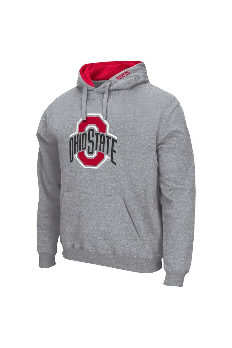 Men's Colosseum Heather Gray Ohio State Buckeyes Arch & Logo 3.0 Pullover Hoodie, Alternate, color, Heather Gray