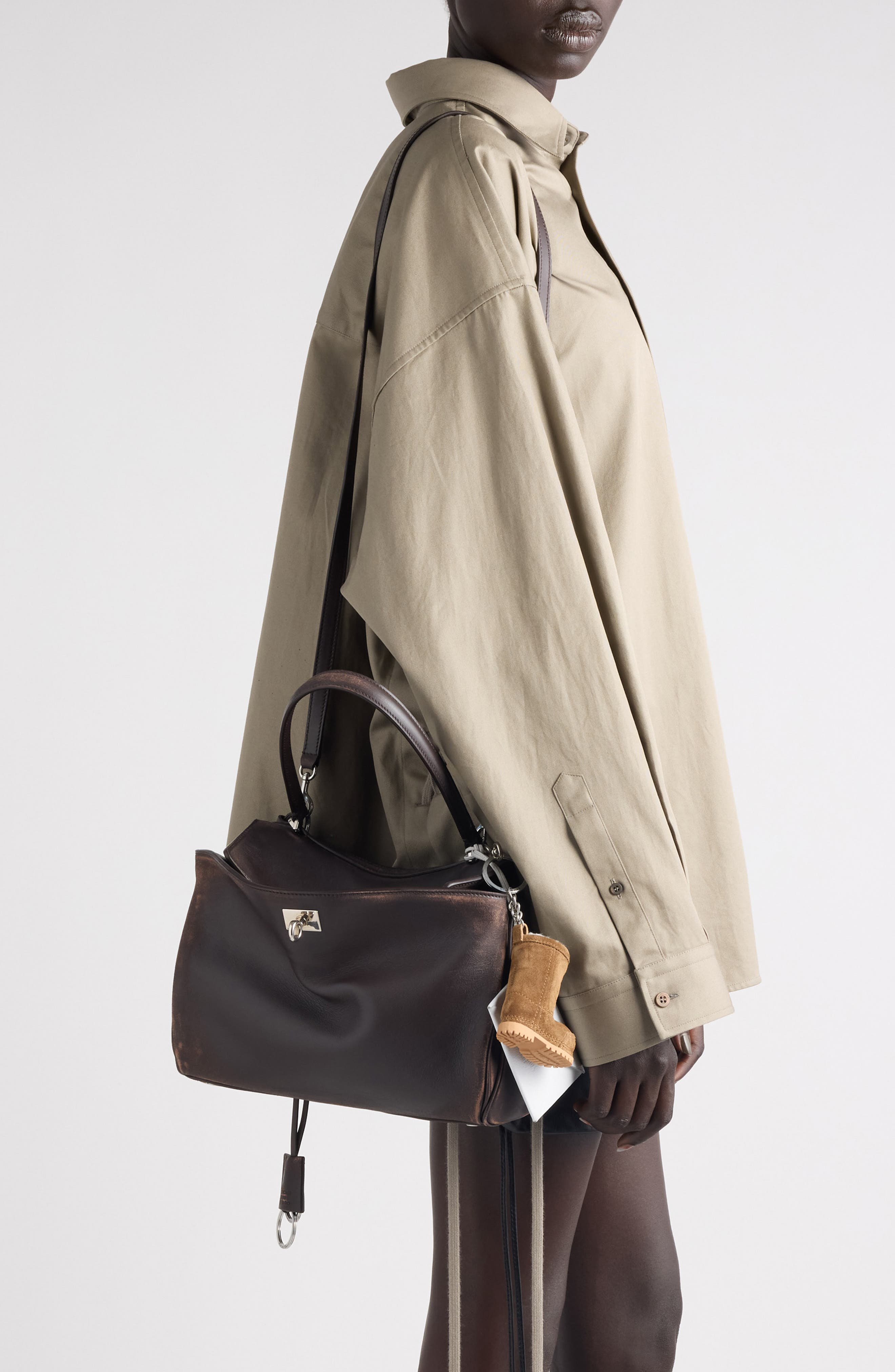 Balenciaga Small Rodeo Leather Top Handle Bag, Alternate, color, 2221 Espresso