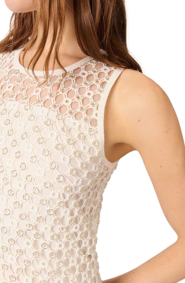 maje Beaded crochet maxi dress, Alternate, color, 