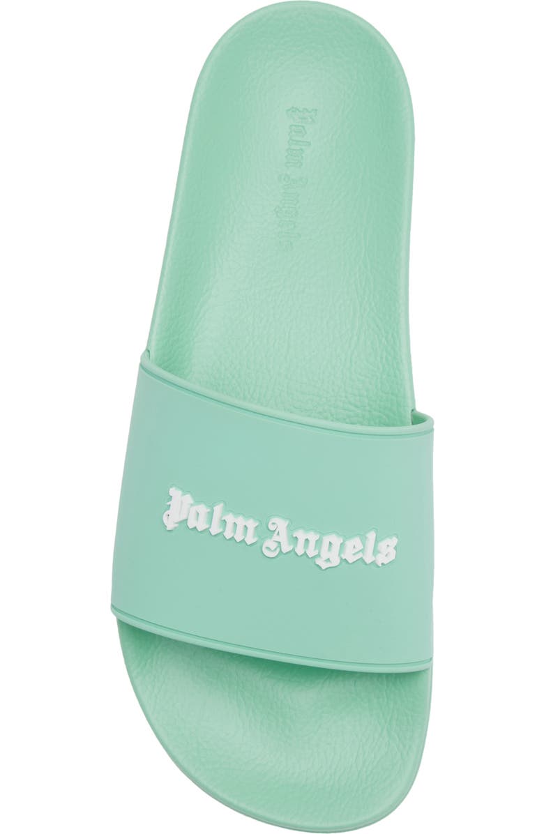 Palm Angels Logo Pool Slide Sandal, Alternate, color, Turquoise White