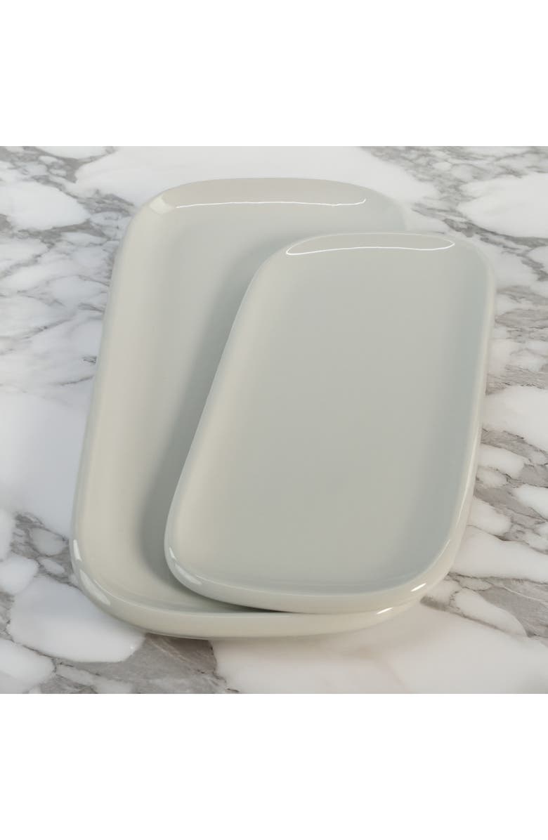 BIA Cordon Bleu Set of 2 Assorted Impulse Rectangular Platters, Alternate, color, White