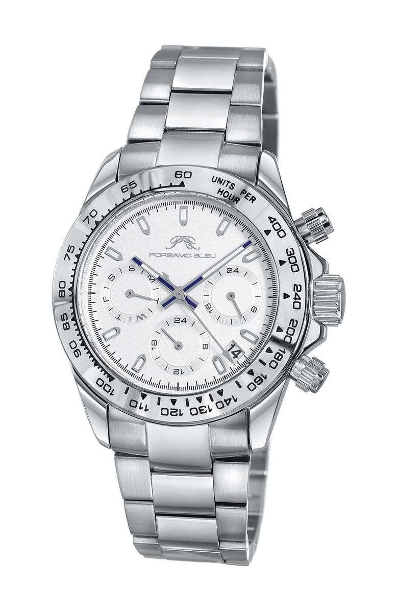 PORSAMO BLEU Alexis Multi-Function Bracelet Watch, 37mm, Main, color, Silver-White