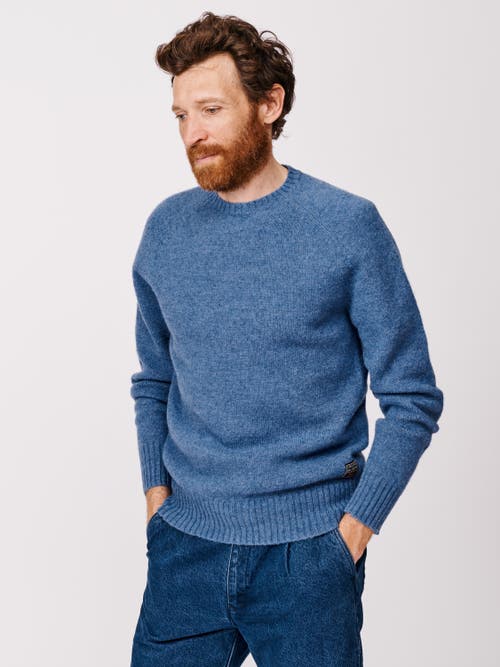 Aubin Prestwick Shetland Crew Neck Sweater In Blue