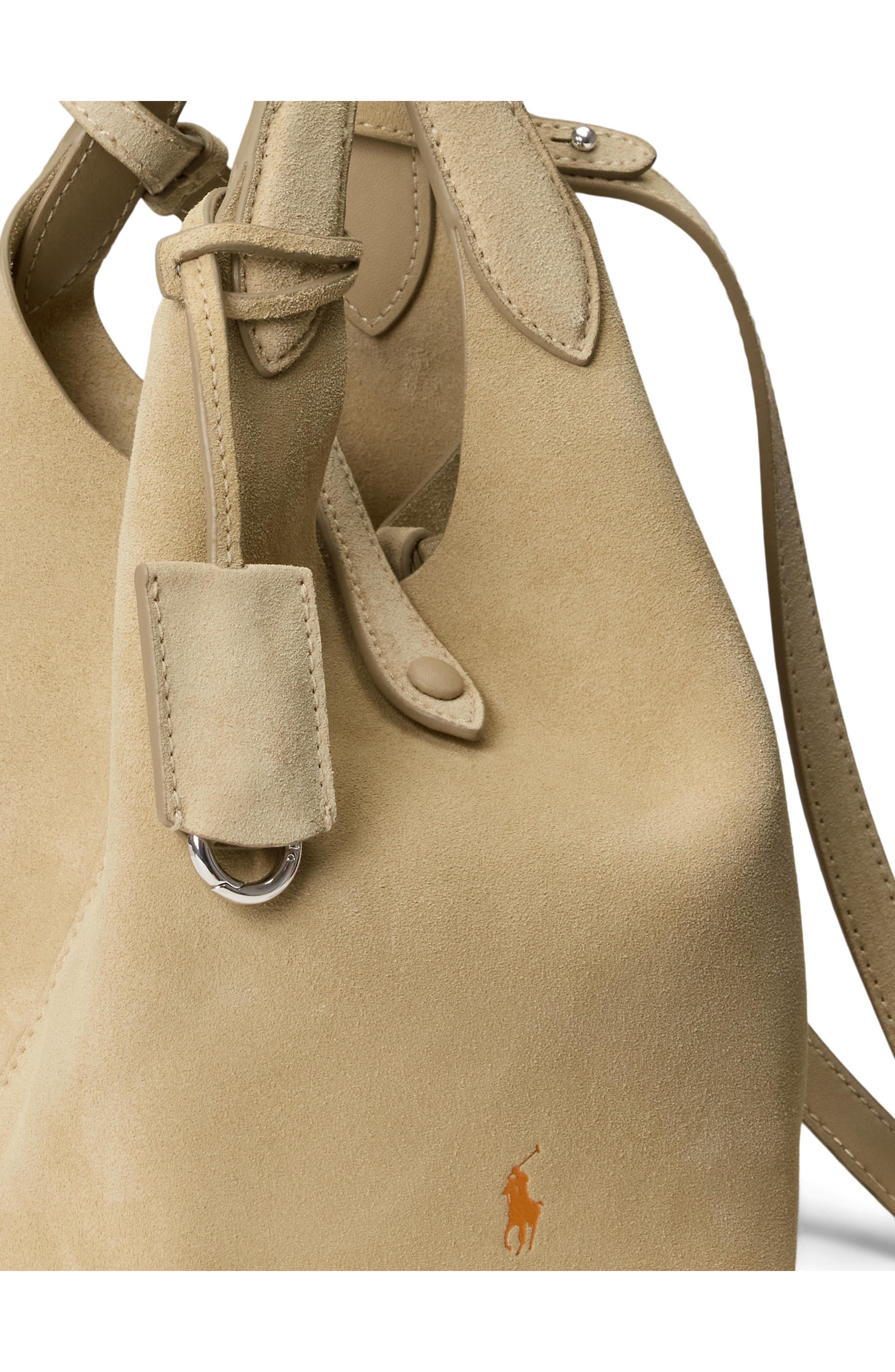 Polo Ralph Lauren Small Play Suede Crossbody Bag, Alternate, color, Cashew