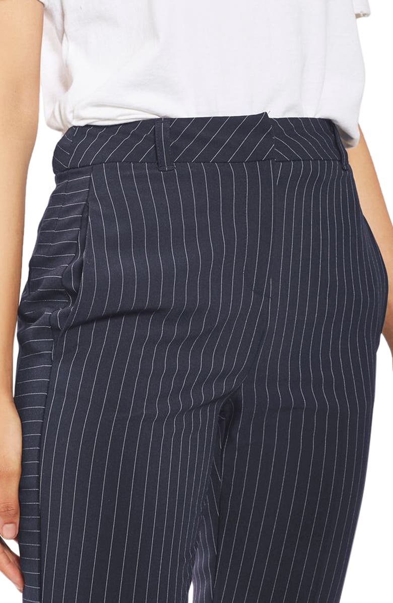 Topshop Cut About Pinstripe Cigarette Trousers, Alternate, color, 