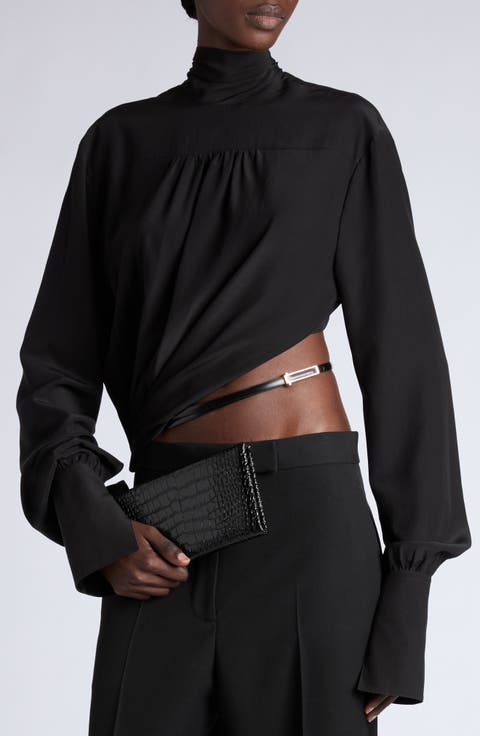 Croc Embossed Leather Clutch