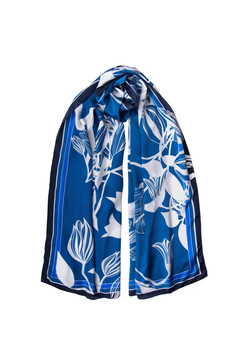 Cara - Silk Scarf/Shawl for Women, Main, color, Blue