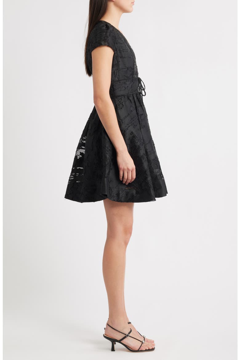 Kiara Burnout Satin Fit & Flare Cocktail Dress, Alternate, color, BLACK