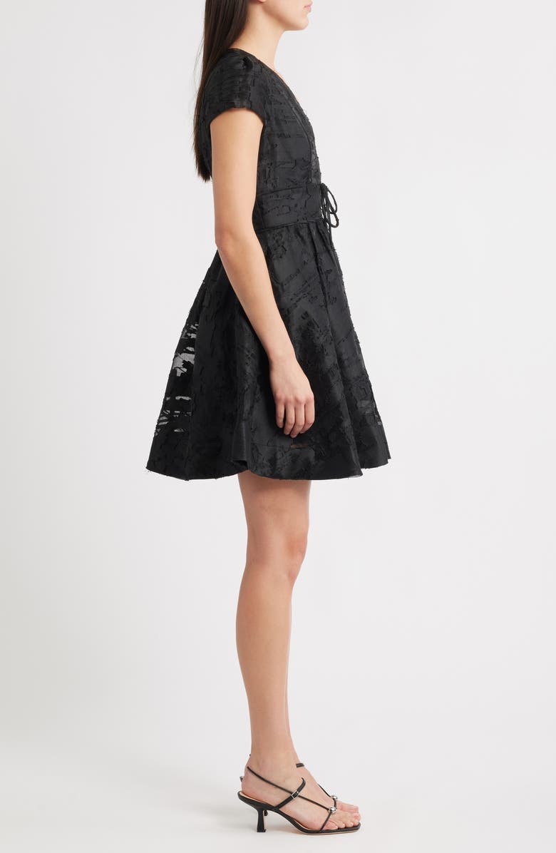 CIEBON Kiara Burnout Satin Fit & Flare Cocktail Dress, Alternate, color, Black