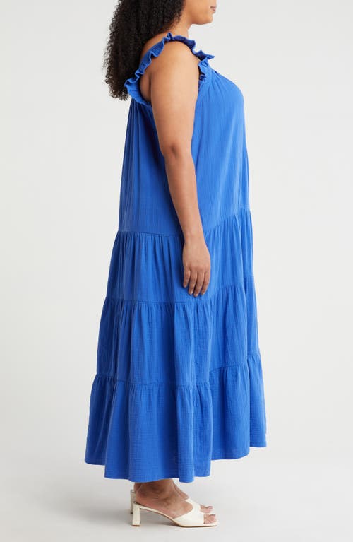 Shop Caslonr Caslon(r) Ruffle Strap Maxi Dress In Blue Dazzle