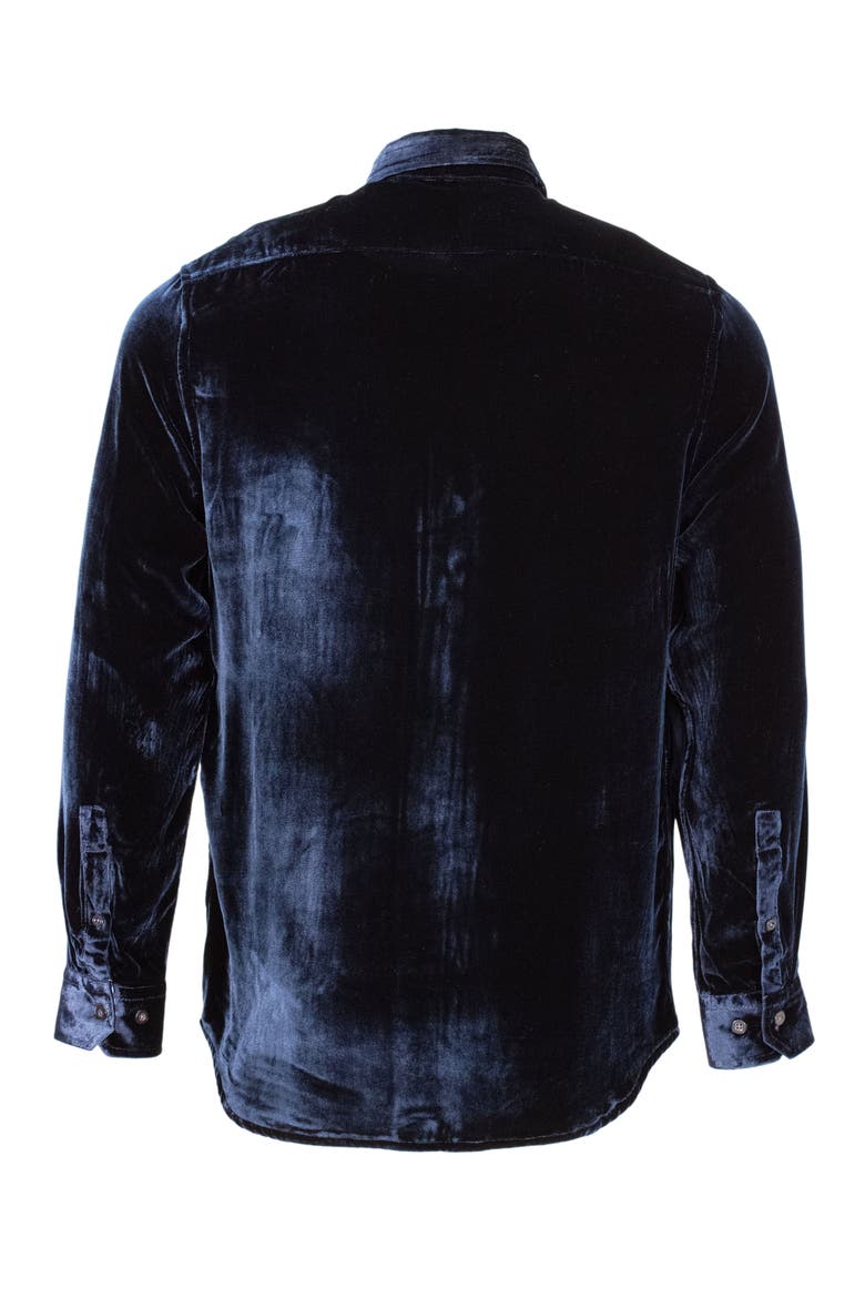 Ned Button-Up Velvet Shirt, Alternate, color, Navy