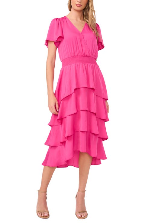 Flutter Sleeve Tiered Dress
