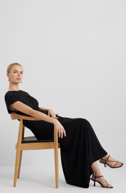 Nordstrom Draped Matte Jersey Maxi Dress In Black