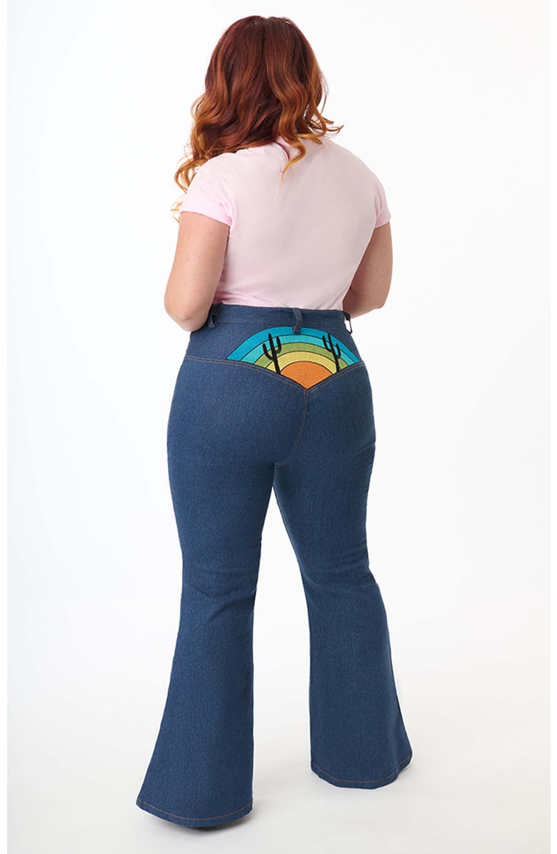 Unique Vintage Plus Size High Rise Flare Jeans, Alternate, color,