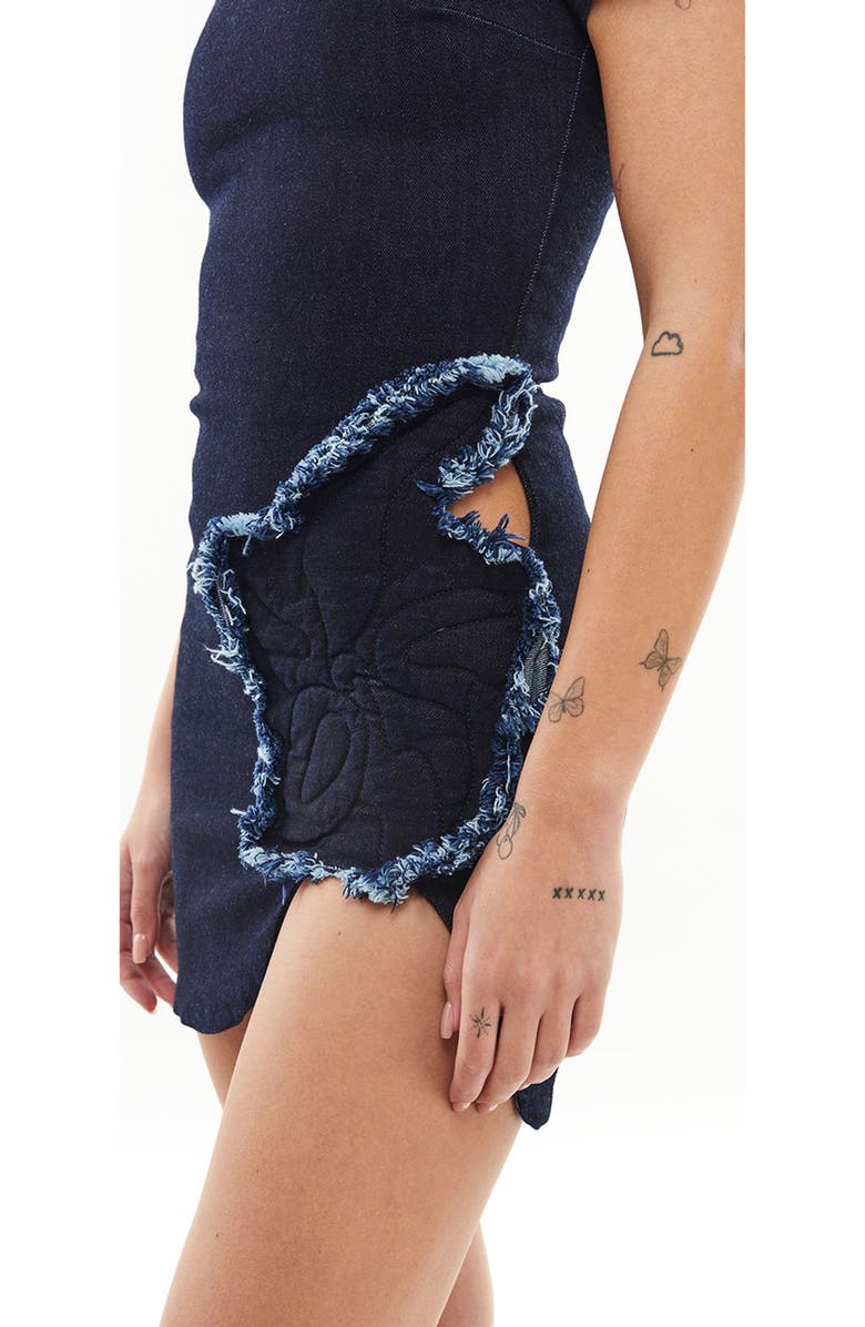 Mother of All Carla Cut Out Flower Mini Dress, Alternate, color, Dark Denim