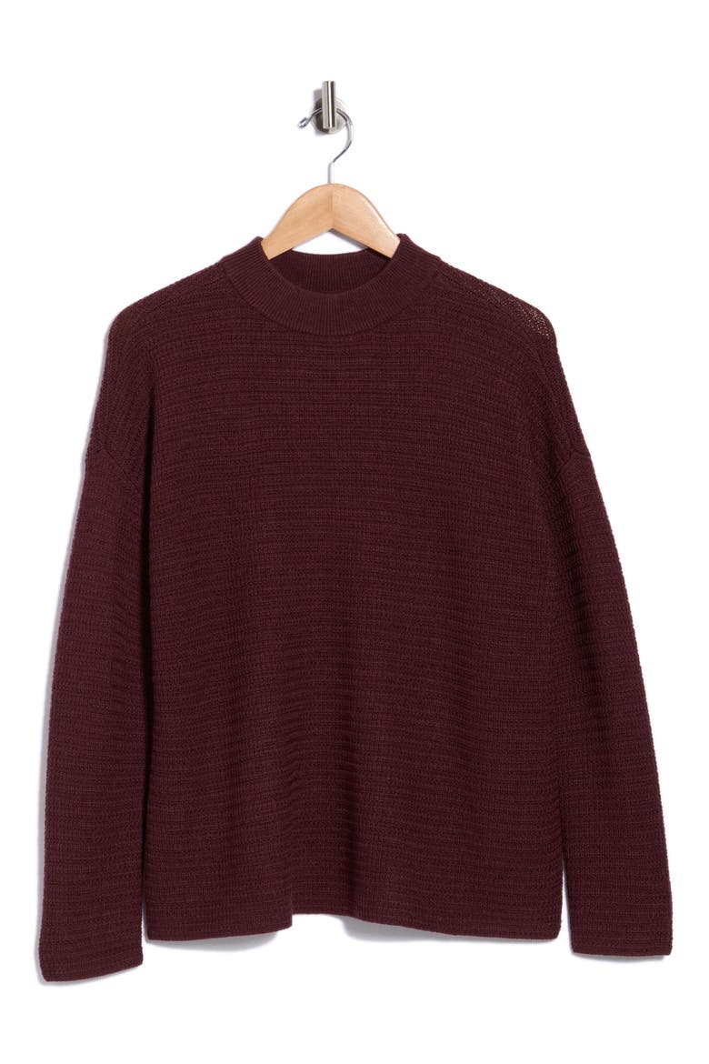 Merino Wool Mock Neck Sweater, Alternate, color, WINE