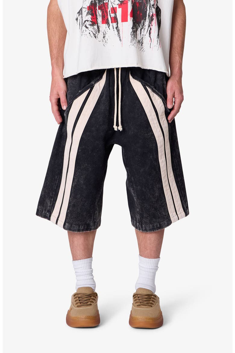 Ultra Baggy Stripe Twill Shorts, Main, color, WASHED BLACK