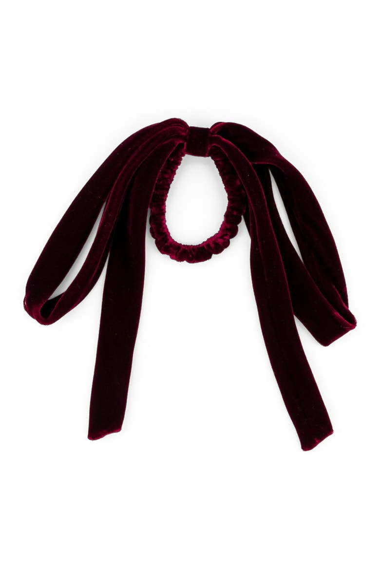 Isild Velvet Ribbon Hair Tie, Main, color, Burgundy