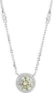 SAVVY CIE JEWELS Brilliant Cubic Zirconia Halo Pendant Necklace