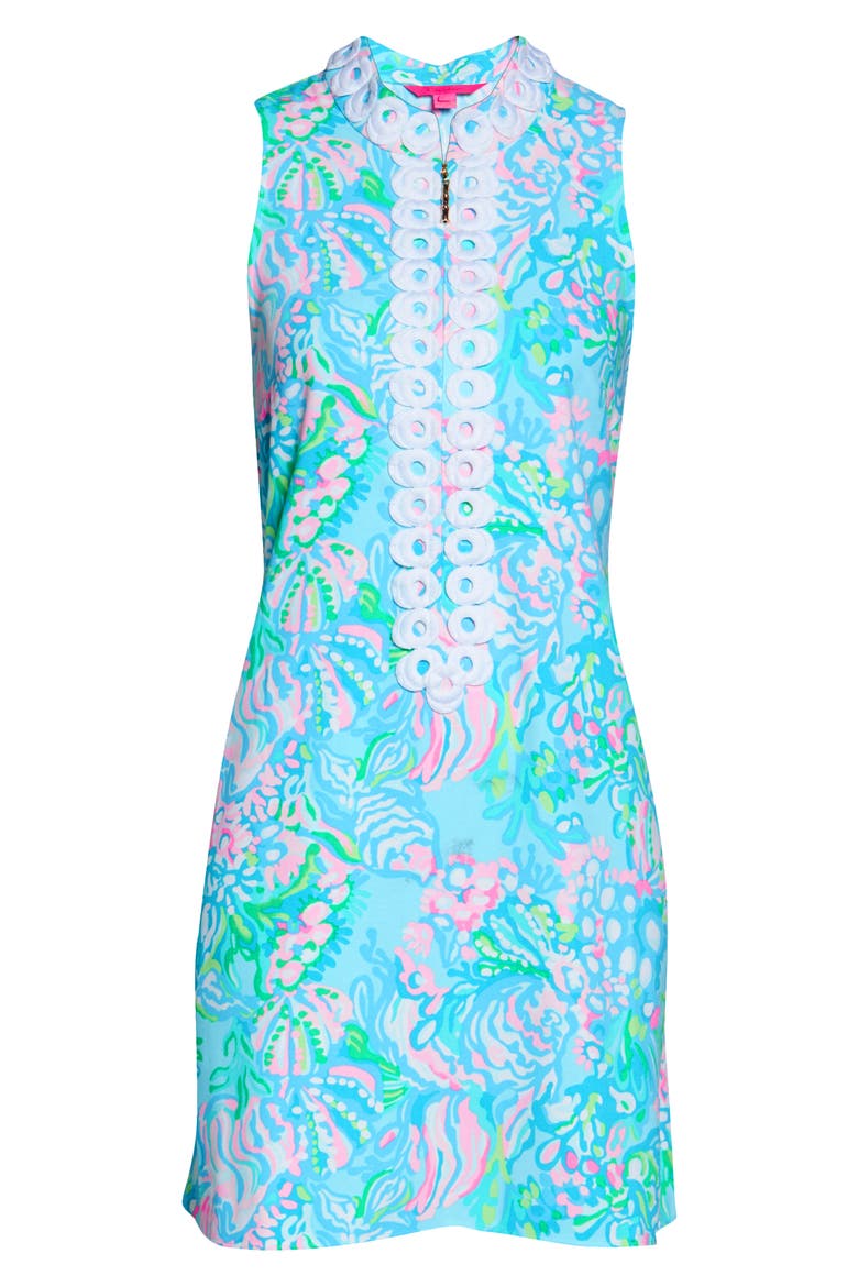 Jane Sleeveless Shift Dress, Alternate, color, BLUE IBIZA AQUA LA VISTA