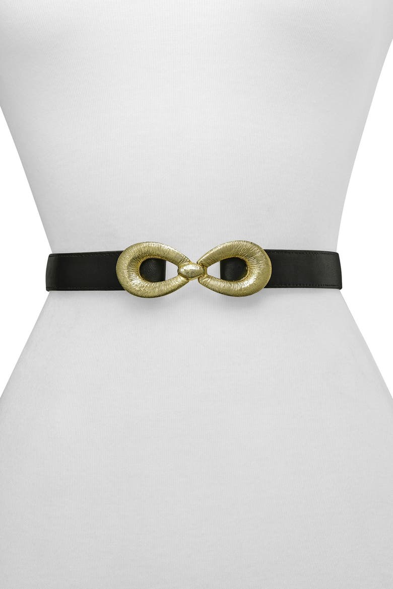 Milan Leather Belt, Main, color, BLACK