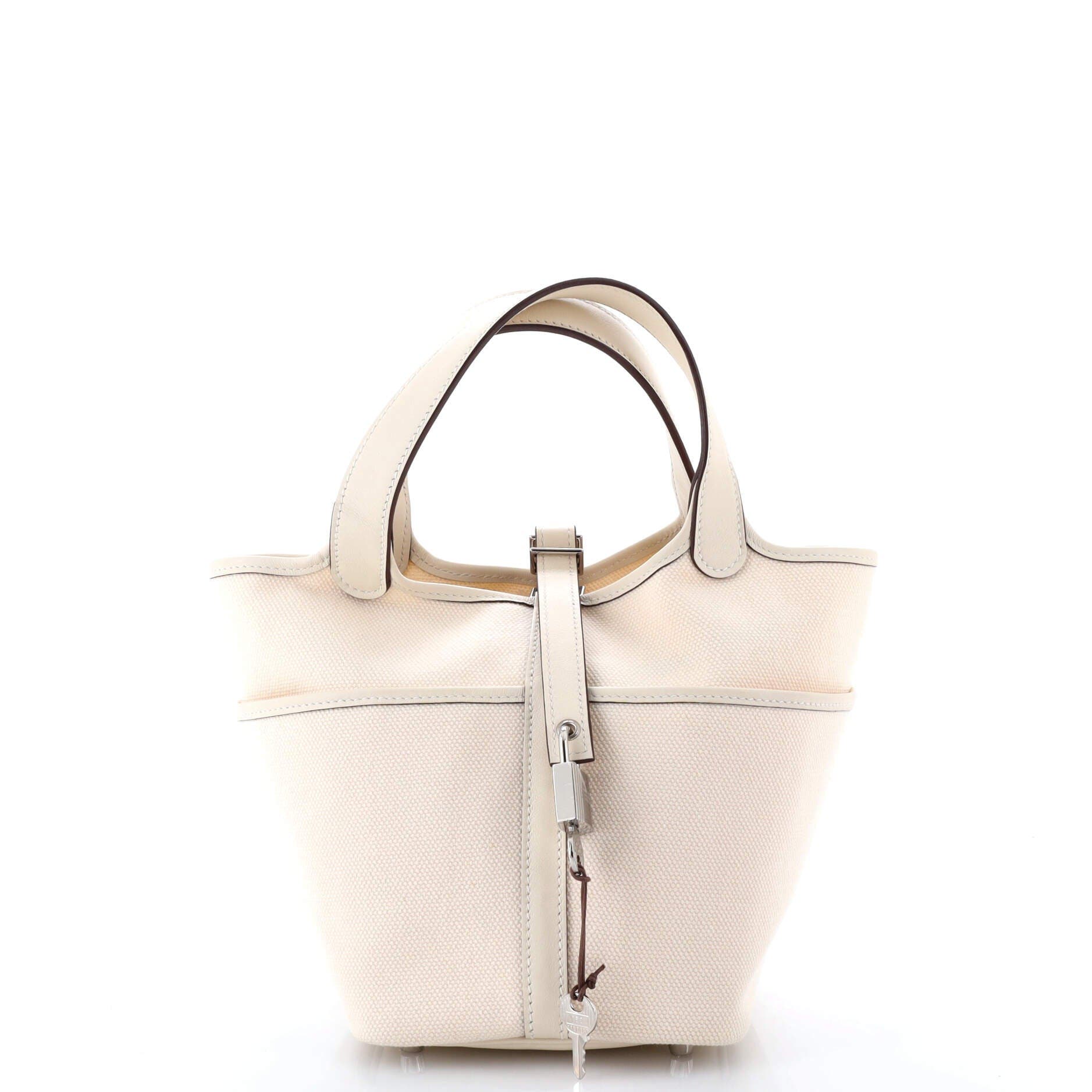 Pre-Owned Hermes Cargo Picotin Lock Bag Canvas and Swift PM, Main, color, 