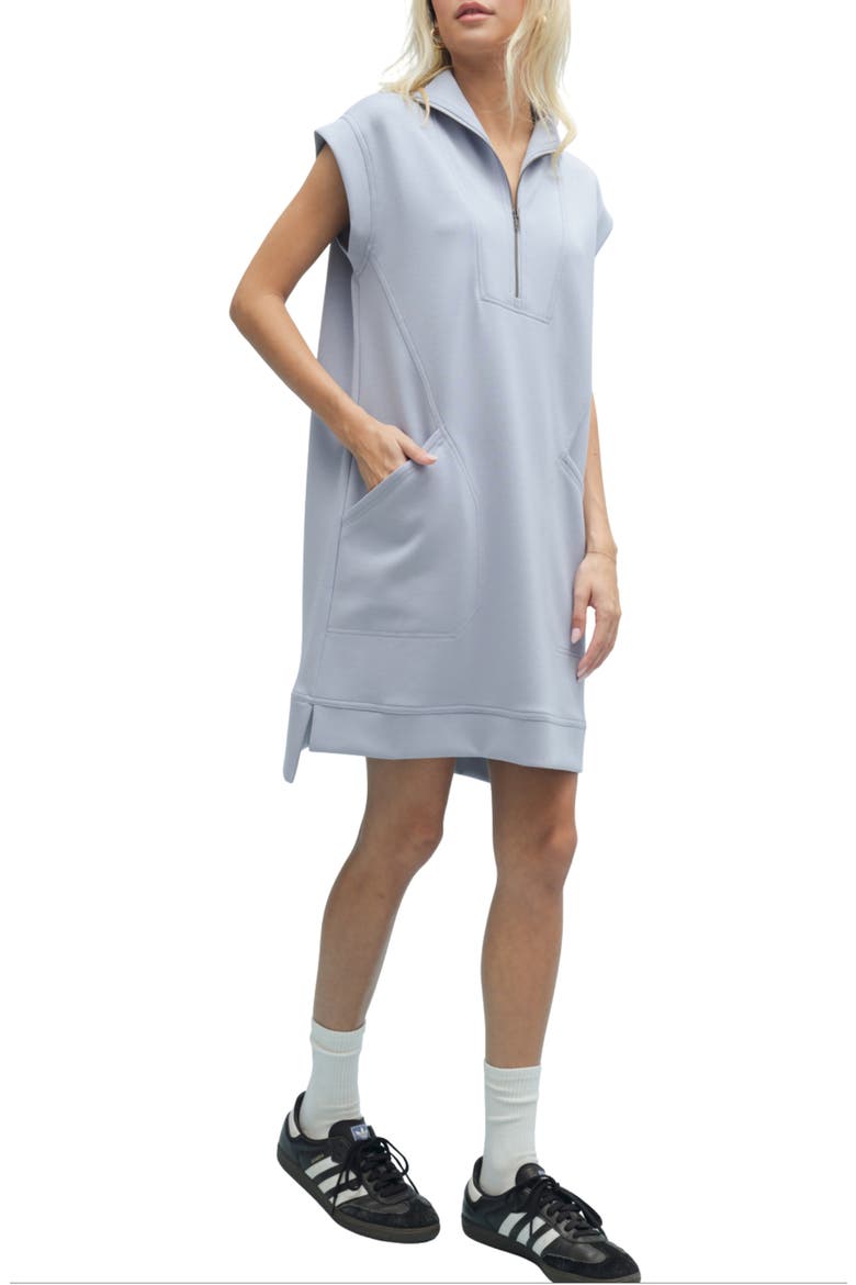 Scuba Half-Zip Minidress, Alternate, color, CLOUD