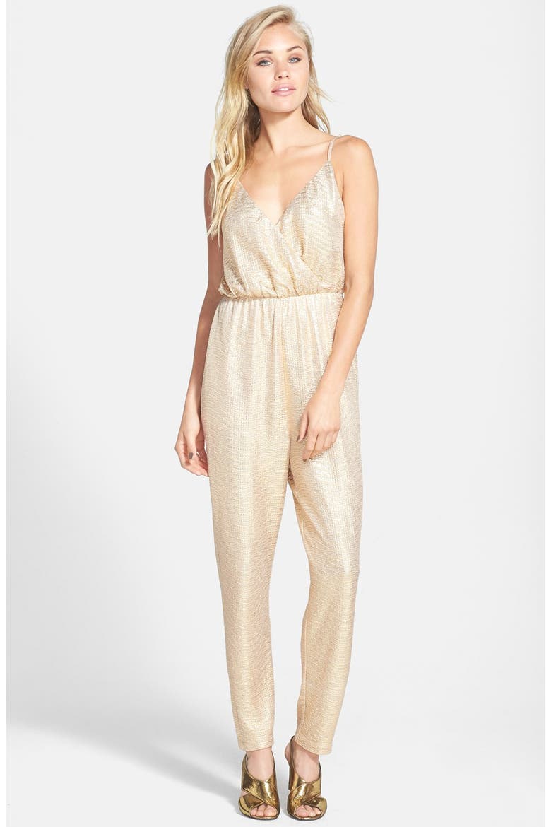 ASTR Wrap Front Jumpsuit, Main, color, GOLD