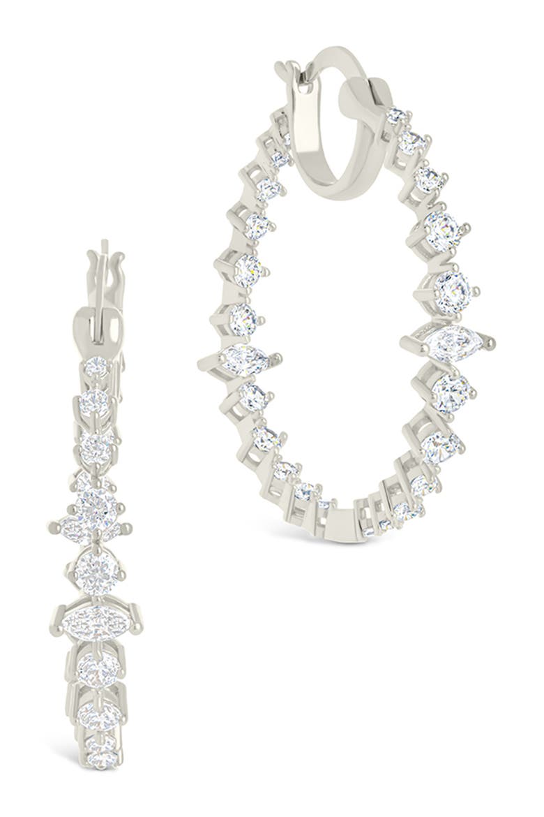 Aaliyah Cubic Zirconia Hoop Earrings, Main, color, SILVER
