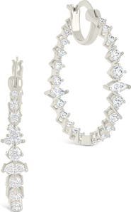 Sterling Forever Aaliyah Cubic Zirconia Hoop Earrings