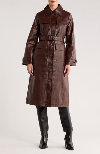 Rebecca Minkoff Croc Embossed Faux Leather Trench Coat | Nordstromrack
