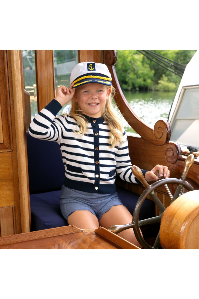 Breton Stripe Cardigan, Alternate, color, Navy