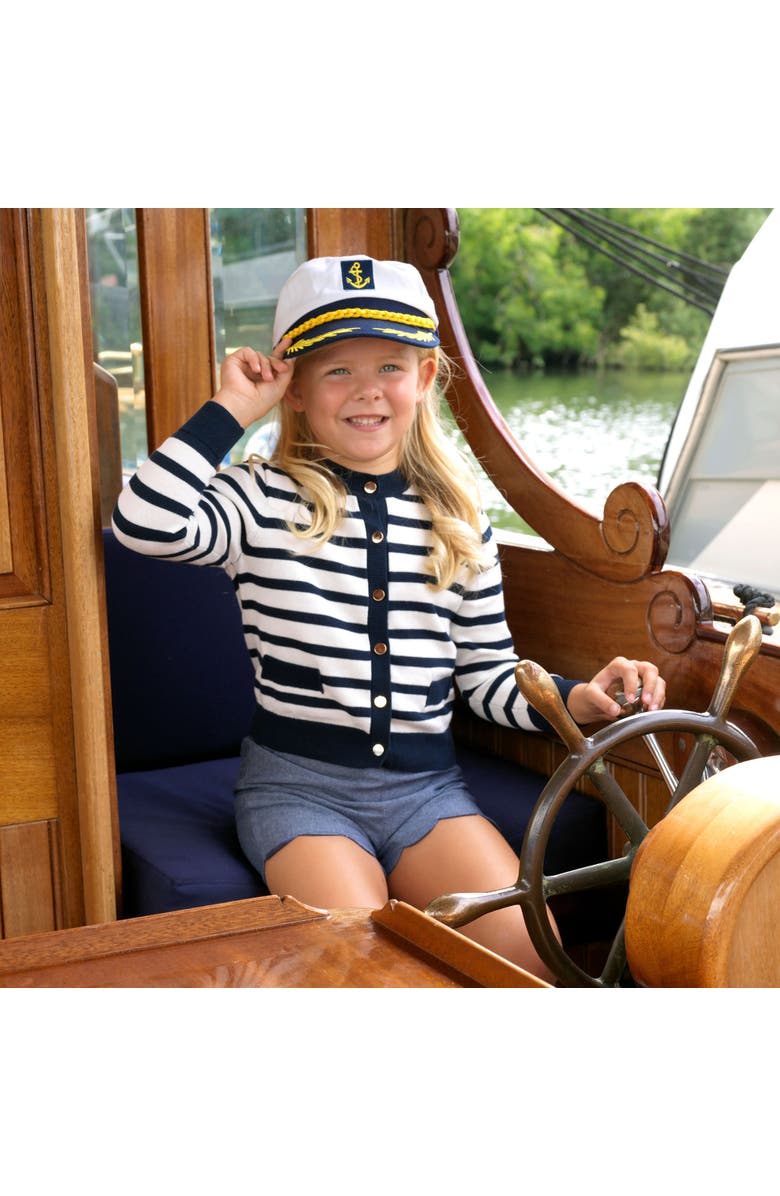 Rachel Riley Breton Stripe Cardigan, Alternate, color, Navy