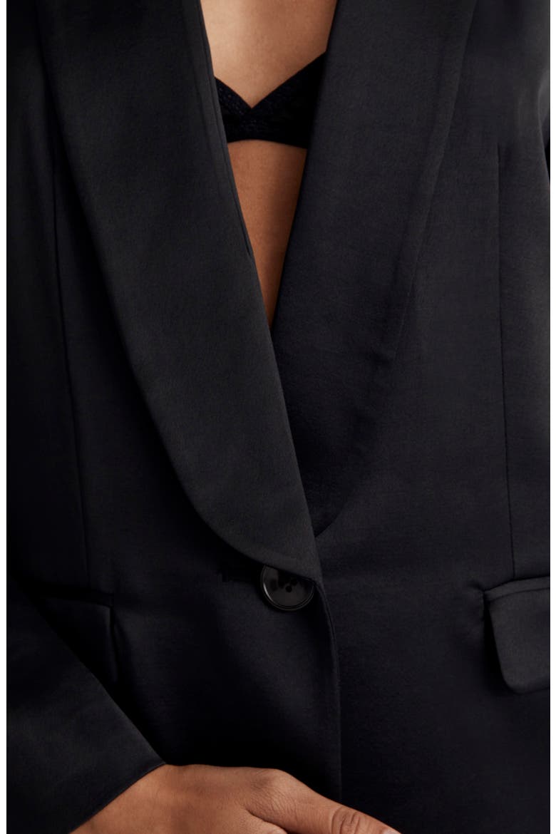 Oversize Satin Blazer, Alternate, color, TRUE BLACK