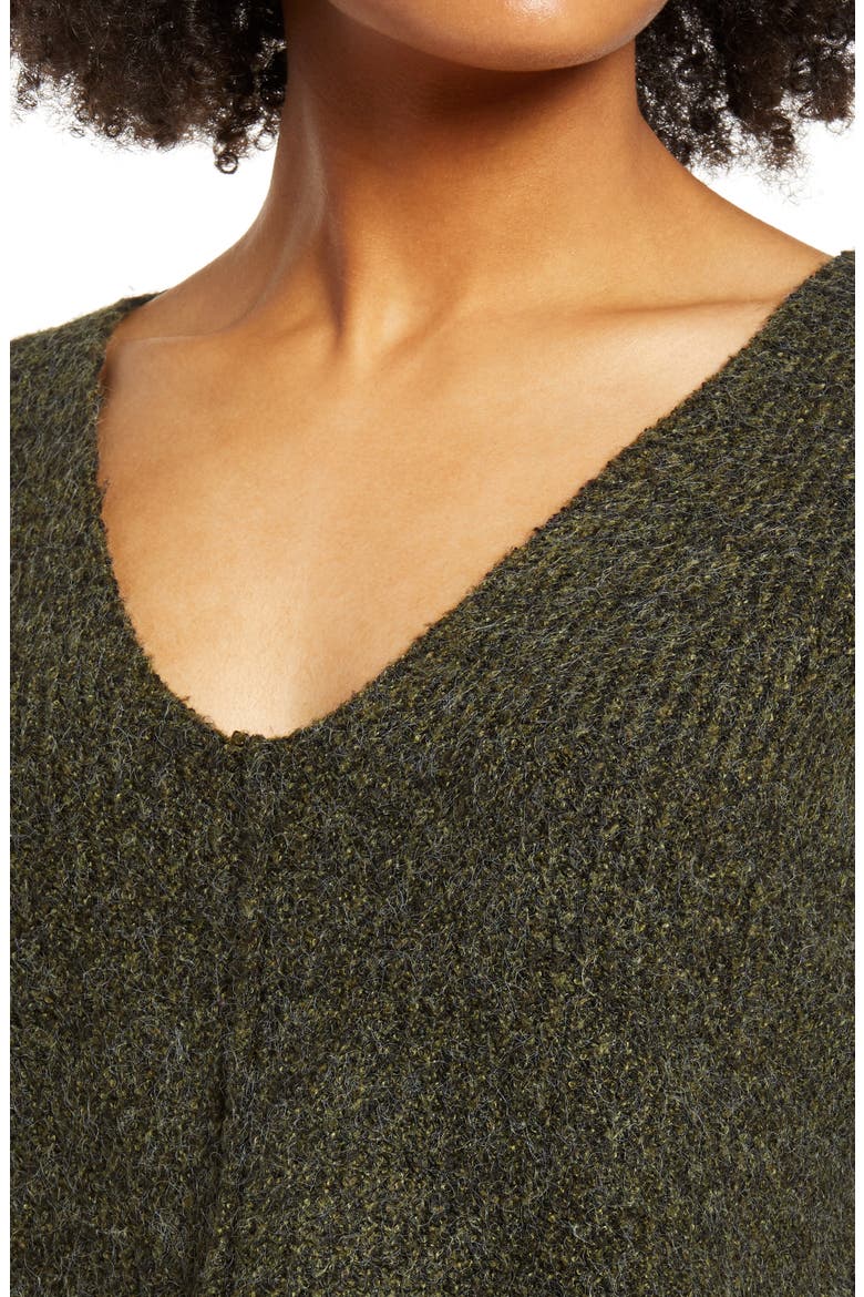 Weekend V-Neck Sweater, Alternate, color, OLIVE NIGHT MARL