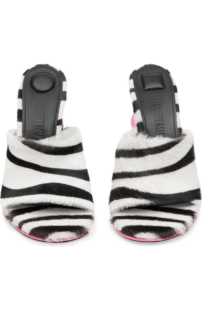 Jacquemus Les Doubles Zebra Print Calf Hair Slide Sandal, Alternate, color,