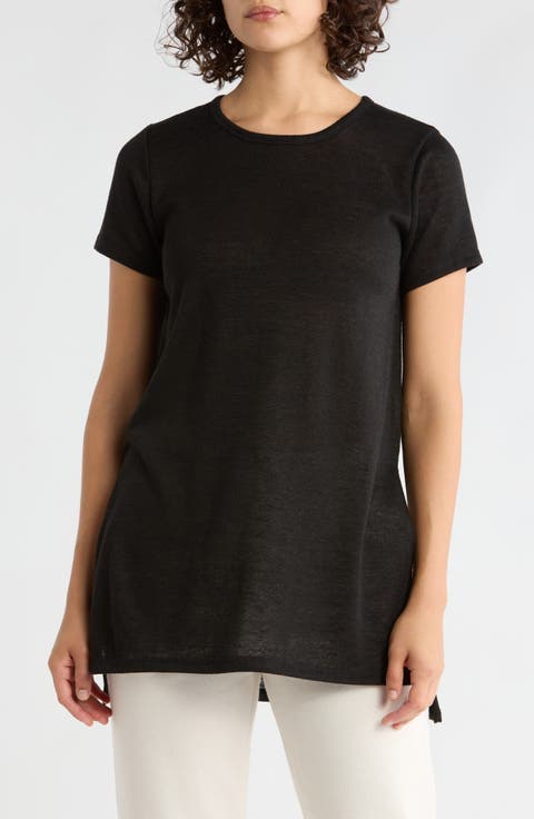 Knit Organic Cotton Blend High-Low Top