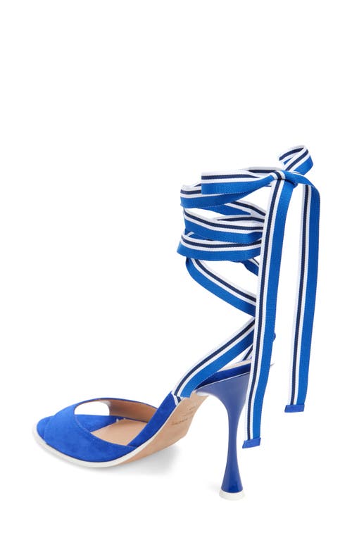Betzábe Norma Ankle Wrap Sandal In Blue Suede White Detail