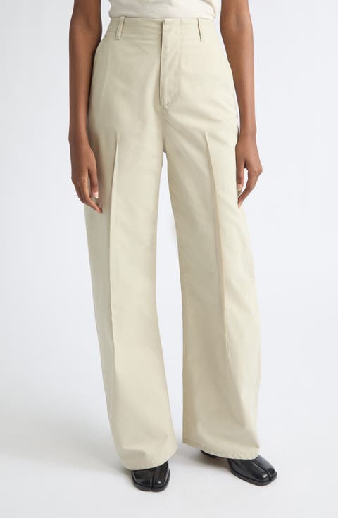 Wide Leg Cotton Twill Pants