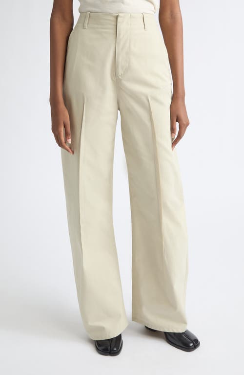 MM6 Maison Margiela Wide Leg Cotton Twill Pants in Ecru at Nordstrom, Size 42