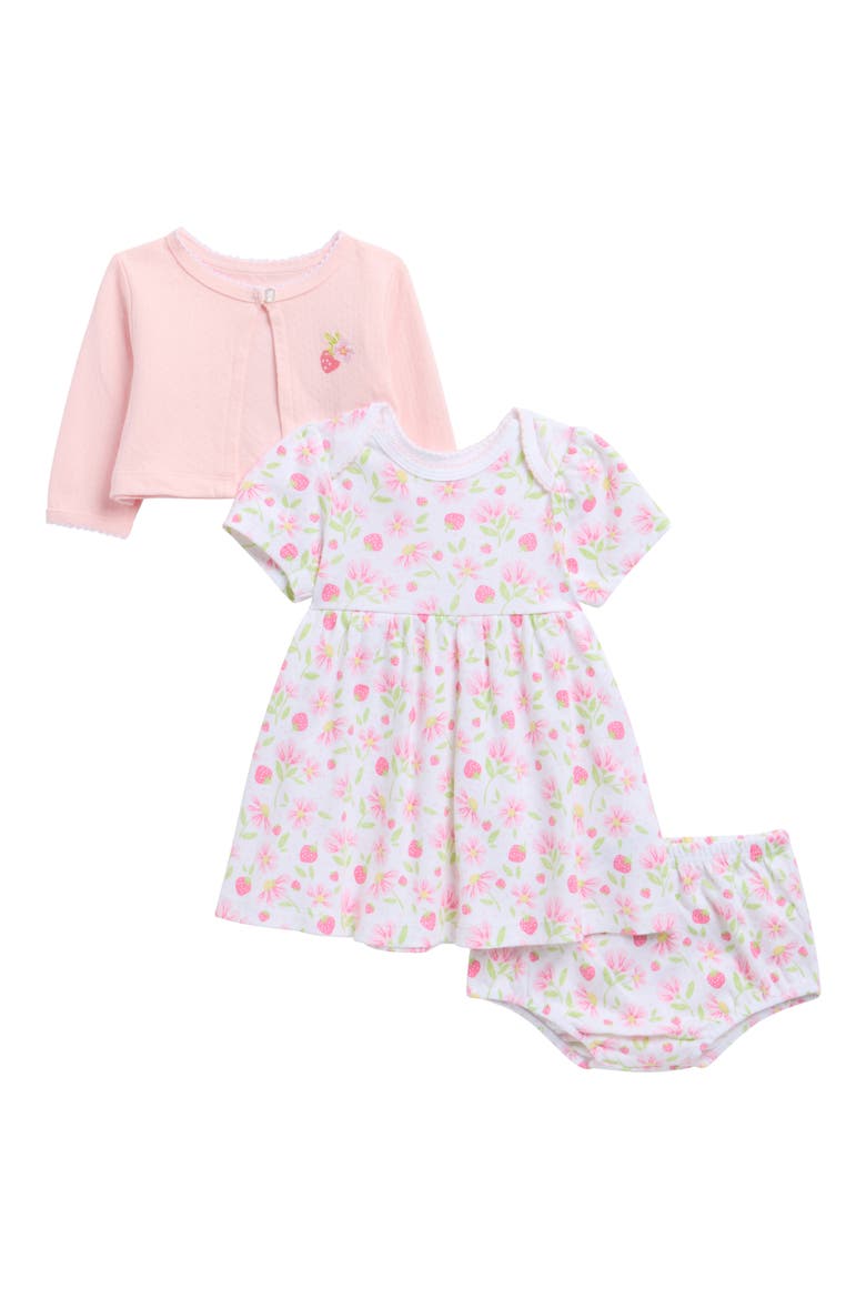 Strawberry Knit Dress, Cardigan & Bloomers Set, Main, color, PINK